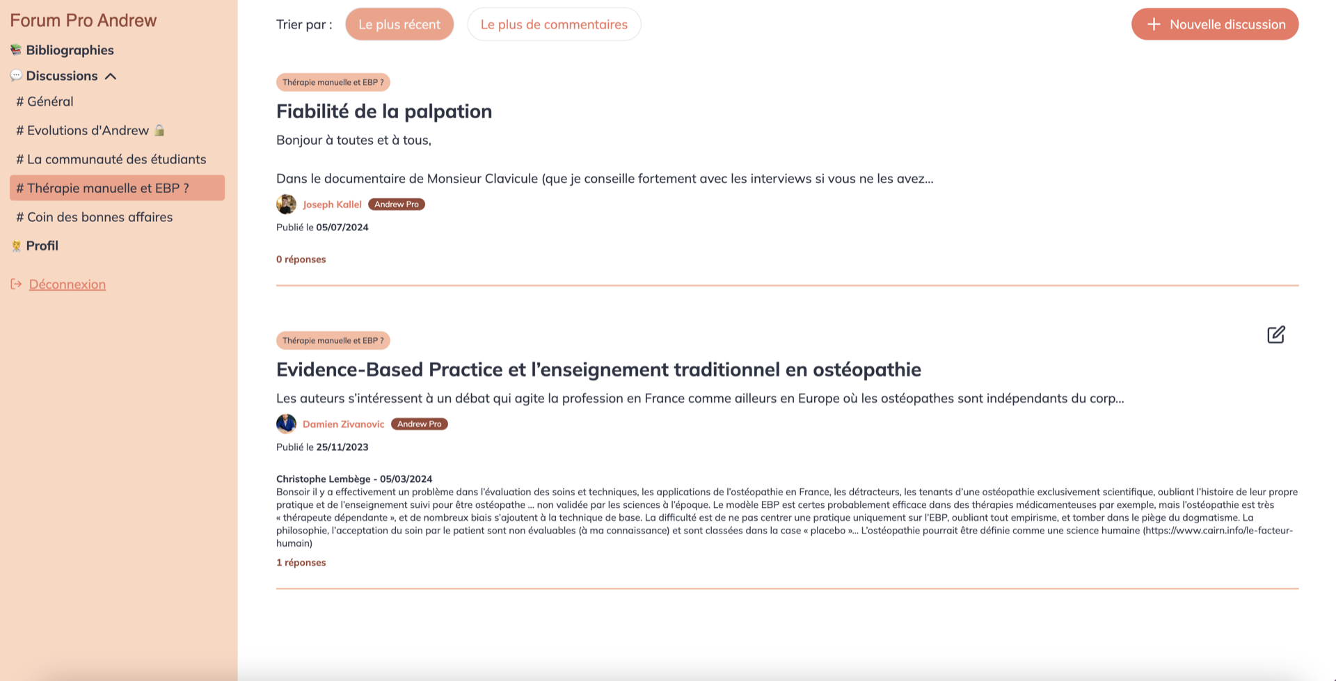 Andrew : forum communautaire