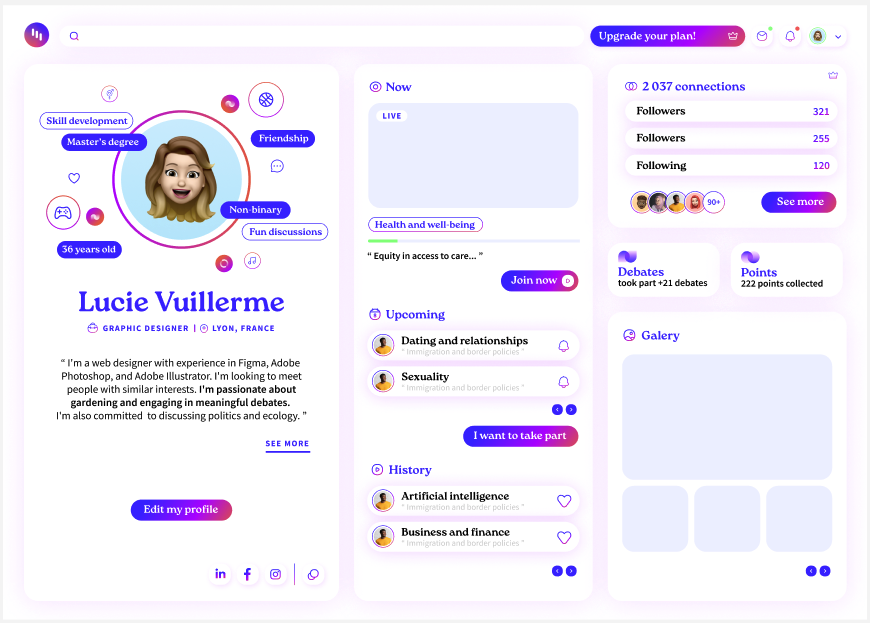 DexCity : profil utilisateur
